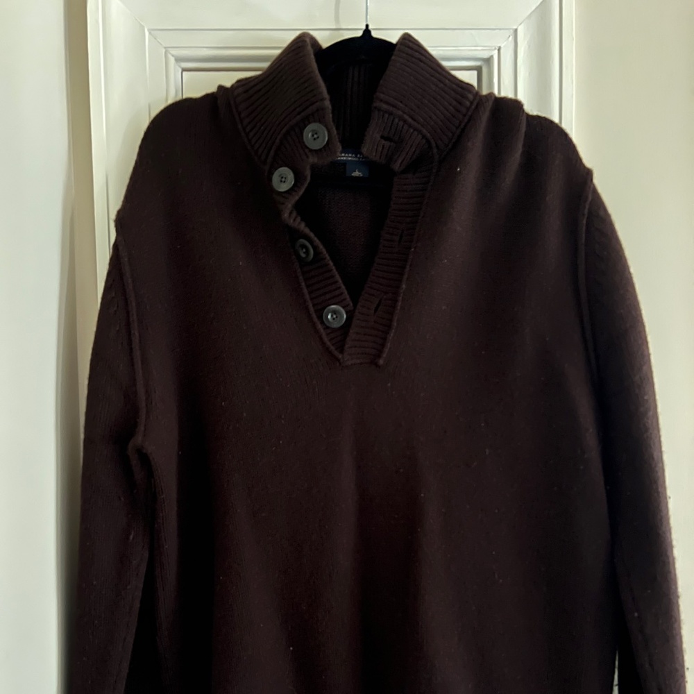 Banana Republic Lambswool Cashmere Shawl Collar Sweater – Brown (L)
